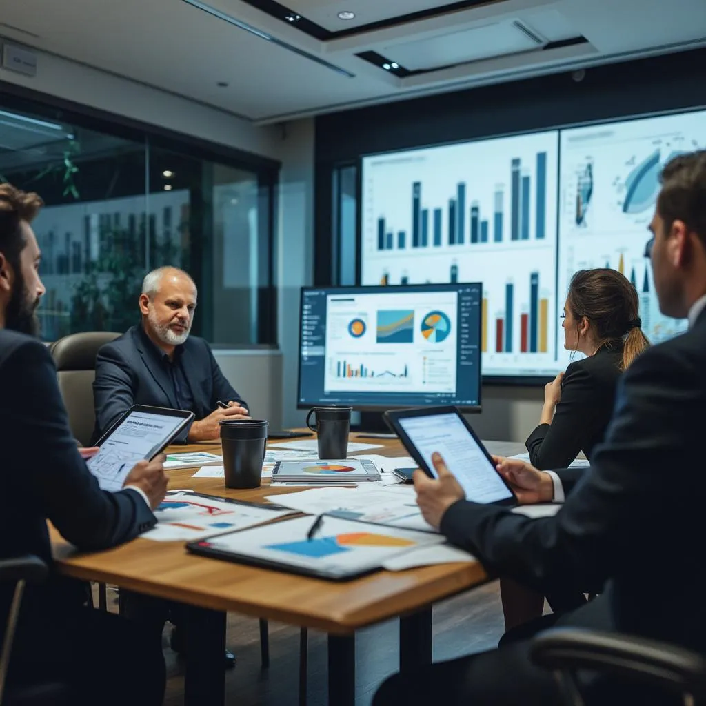 Consultores en reunión estratégica